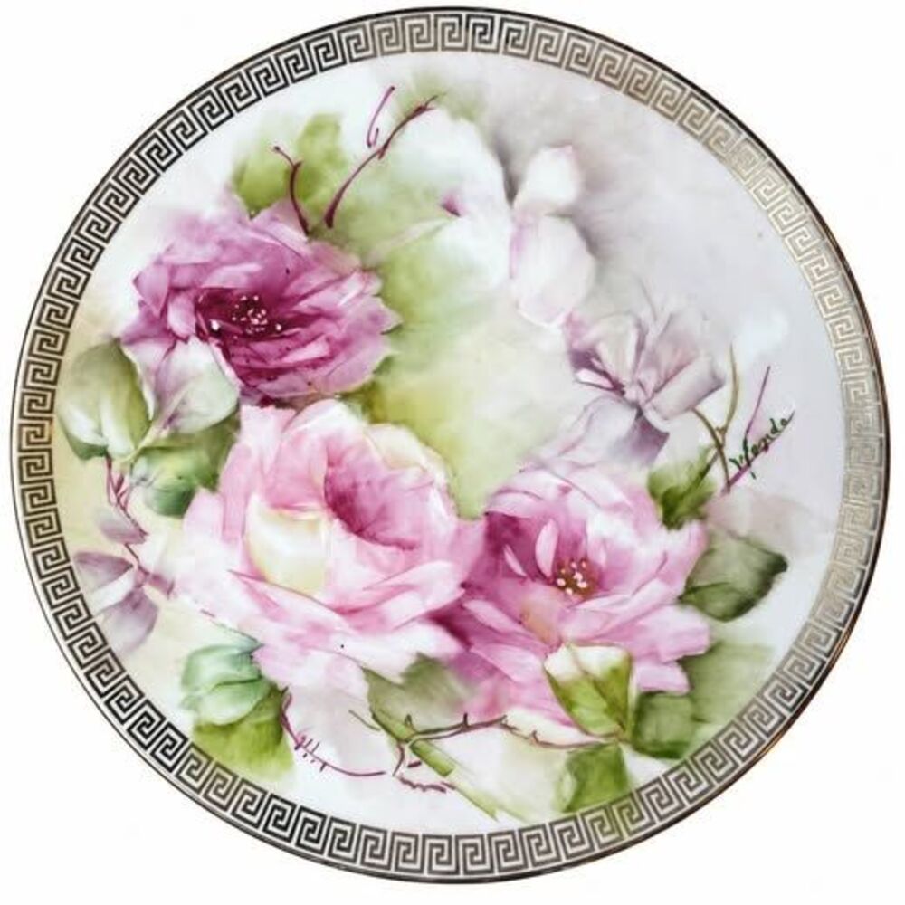 Vintage Cathedral Bavaria West Germany Prestige 8.25” Hand Painted Rose Plate